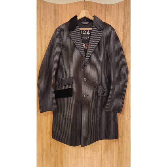 Mackintosh 104 Pinstripe Wool Overcoat - Velvet Trim (Made in Scotland) - Picture 1 of 9